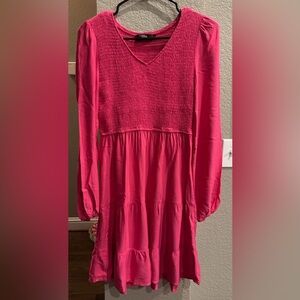 Vibrant Pink Long Sleeve Dress
